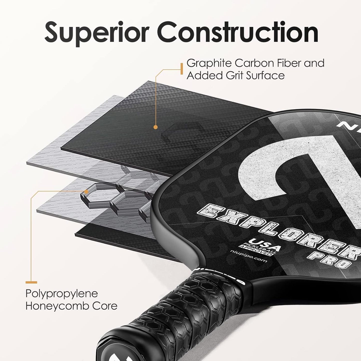 Professional Pickleball Paddle Set - USAPA Approved Graphite Carbon Fiber Rackets with Polypropylene Honeycomb Core, Cushioned Grip, and Carry Bag (Available in Sets of 1, 2, or 4) for Men and Women